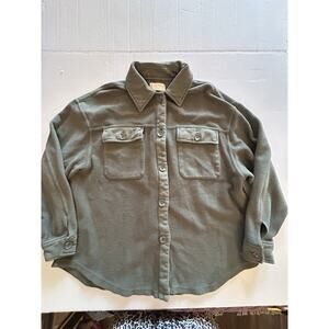 Z Supply Austen Washed Olive Green Shirt Jacket‎ Shacket Saddle Utility Sz Small